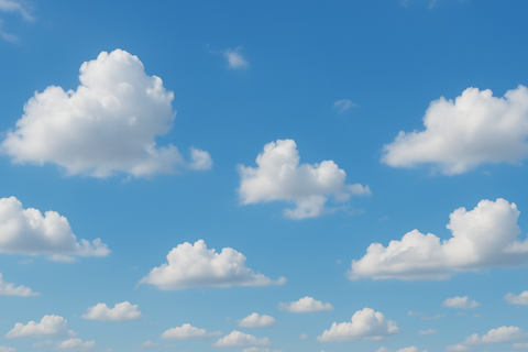 blue sky with fluffy clouds